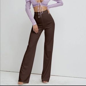 high waist solid straight brown pants size 6 (M)